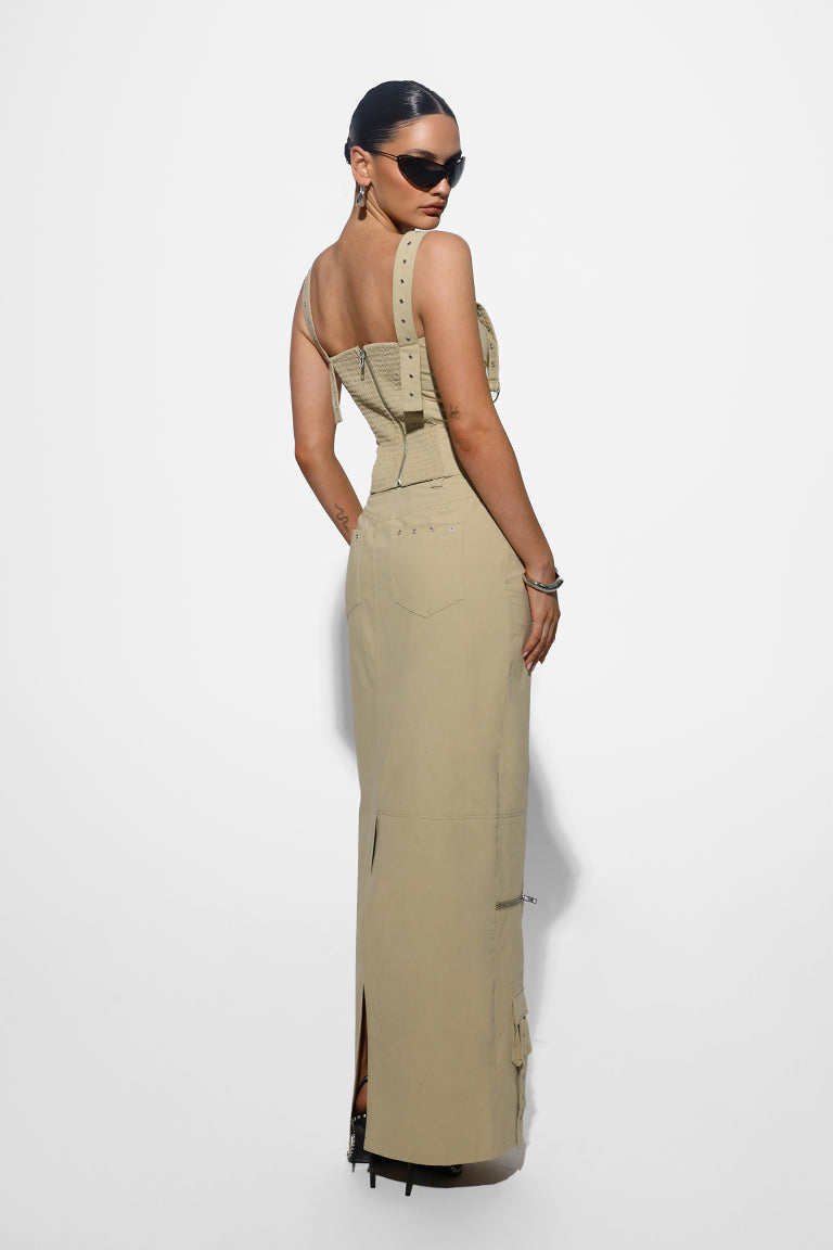 CAMILA MIDI SKIRT | BEIGE