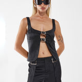 ELLIS TOP | BLACK SATIN