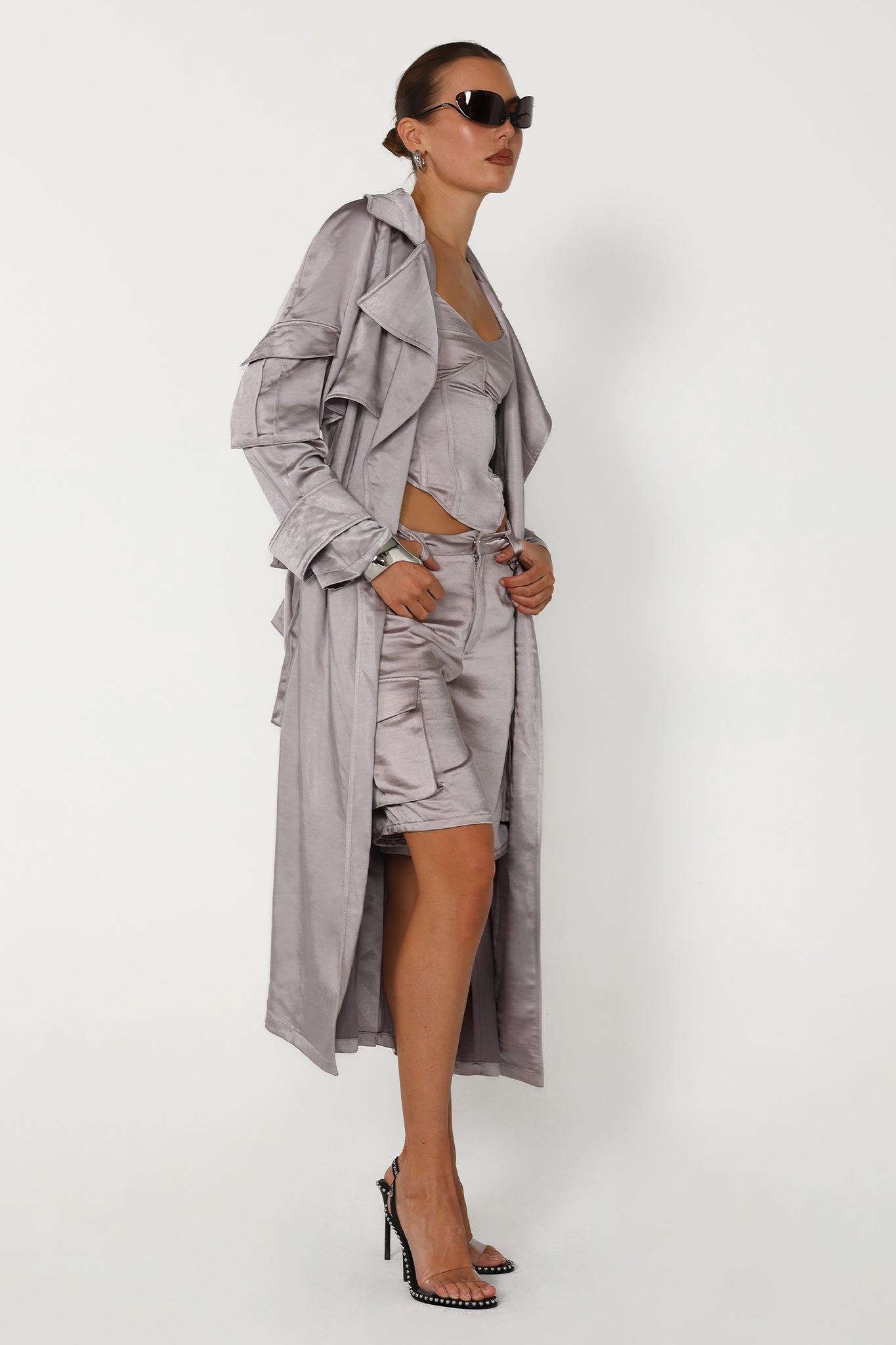 ISABELLA TRENCH | SILVER SATIN