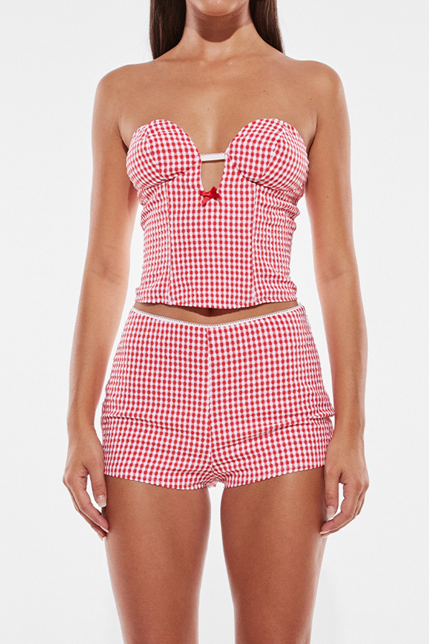 MAGEN MICRO SHORTS | RED GINGHAM