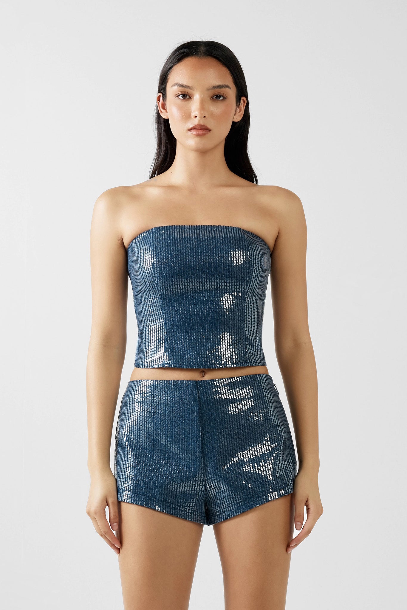 MESSA MICRO SHORTS | INDIGO SEQUIN