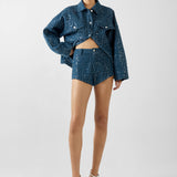 VALENTINO SHORTS | INDIGO SEQUIN