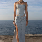 ZAYNE MAXI SKIRT | BLUE DENIM
