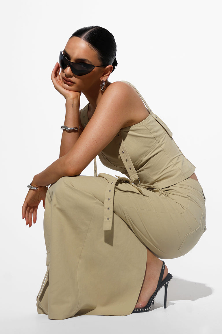 CAMILA MIDI SKIRT | BEIGE