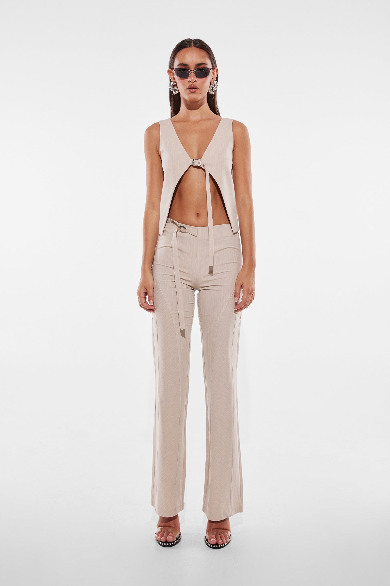 LAYLA TOP | BONE PINSTRIPE