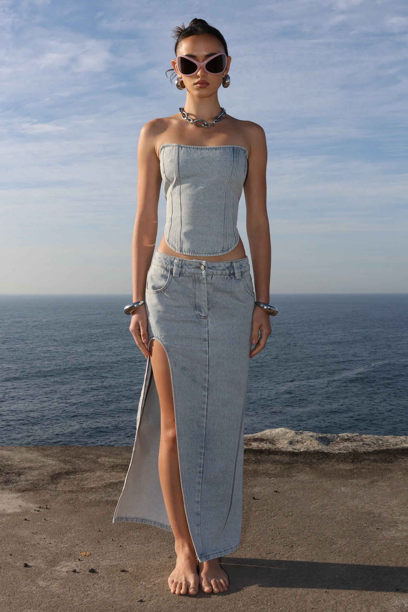 ZAYNE MAXI SKIRT | BLUE DENIM