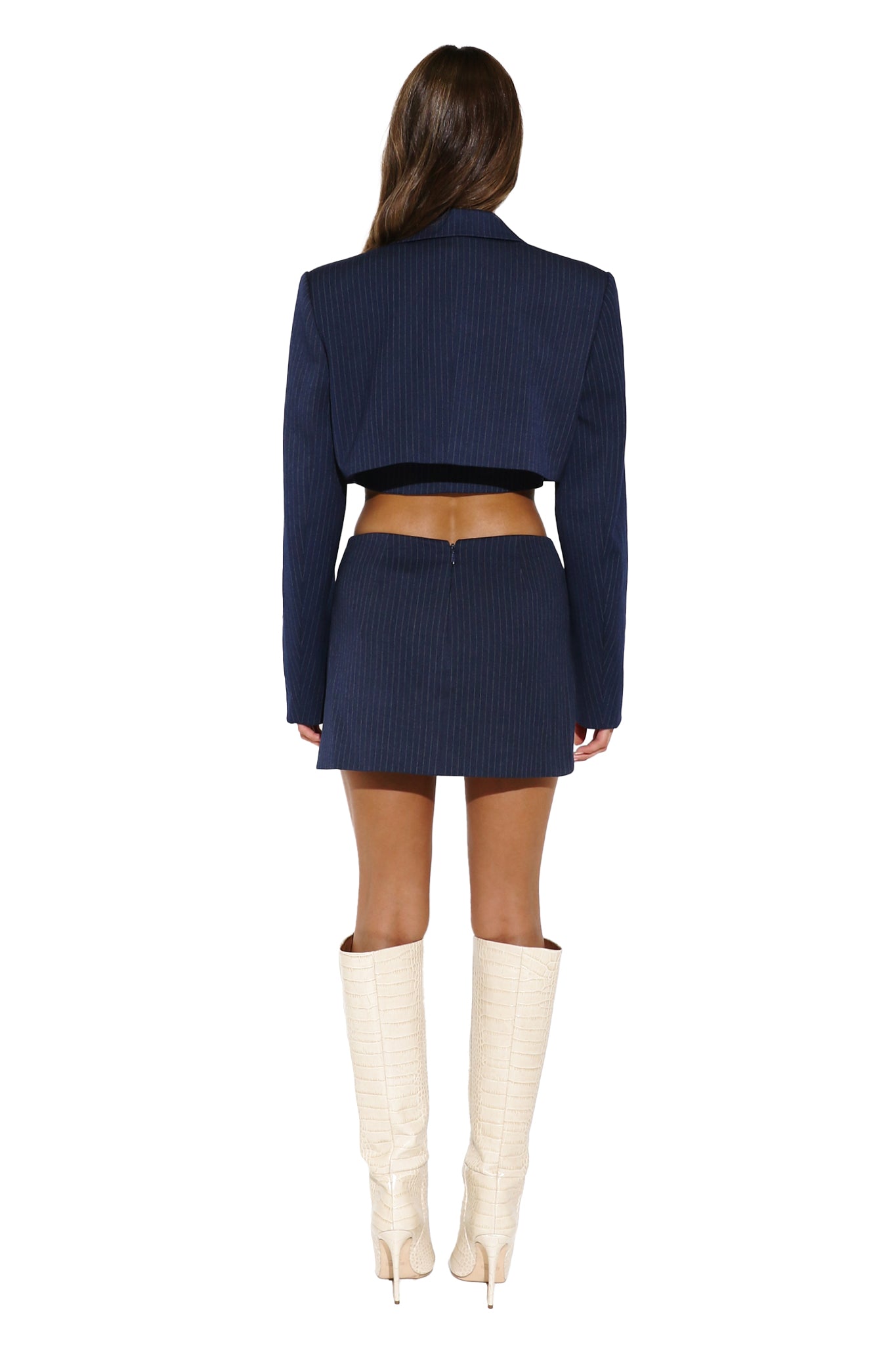 ZAYNE MINI SKIRT | NAVY PINSTRIPE